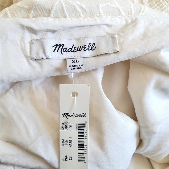 New Madewell Embroidered Pleated Voile Wrap Ivory Midi Dress NWT XL/10 US - Picture 14 of 17